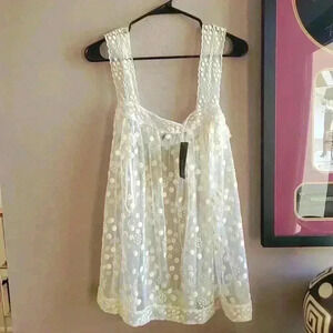 BRAND NEW BCBG Women's Sheer Lace Camisole Small Cream Adjustable Stretchy Fresh